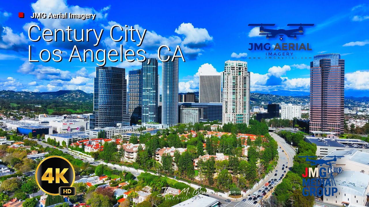 Century City Skyline | Stunning Aerial Views Over Los Angeles with Hollywood Hills in the Distance