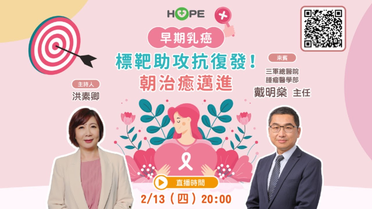 【HOPE直播】早期乳癌 標靶助攻抗復發！朝治癒邁進｜ft.三軍總醫院腫瘤醫學部 戴明燊主任｜
