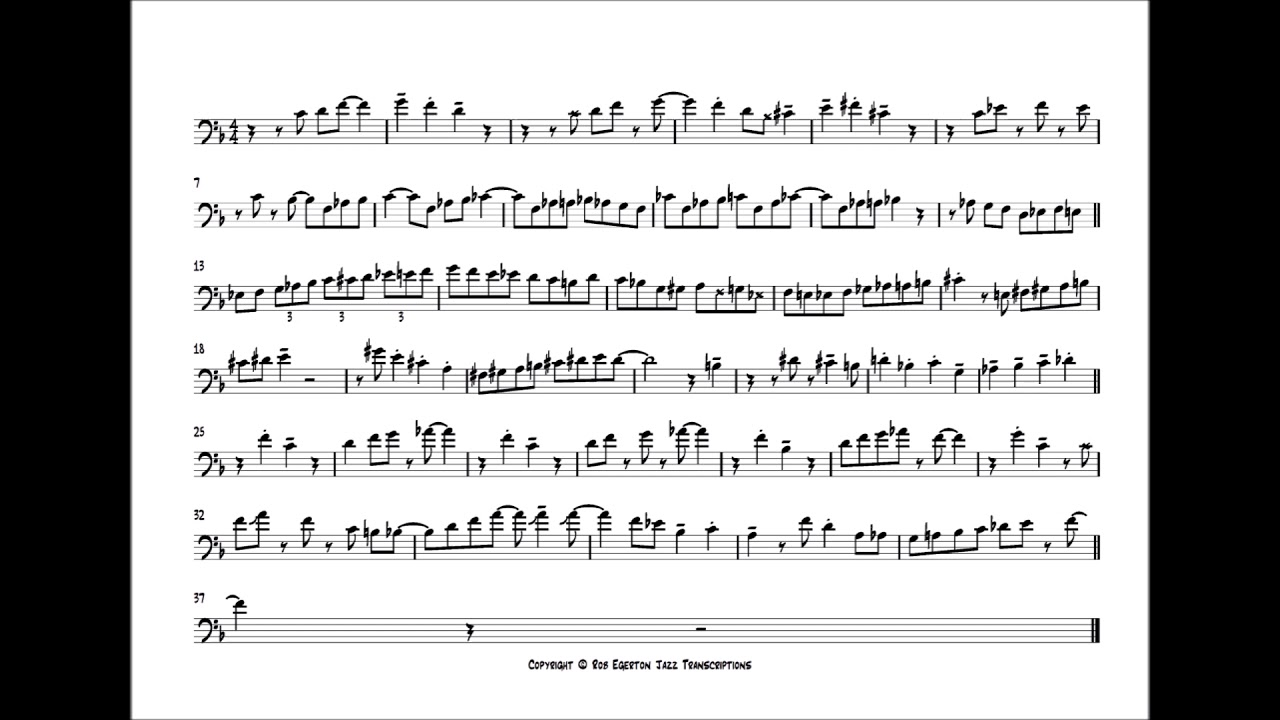 Bob Brookmeyer 'Straight No Chaser' Trombone Solo Transcription
