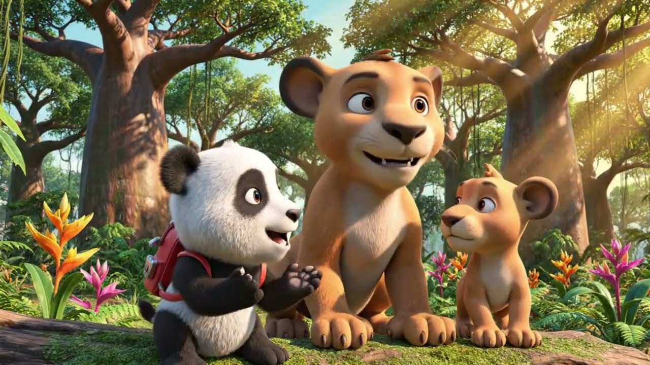Panda in Africa | Pip Meets a Monkey, Lion, Zebra & More | Kids Jungle Show