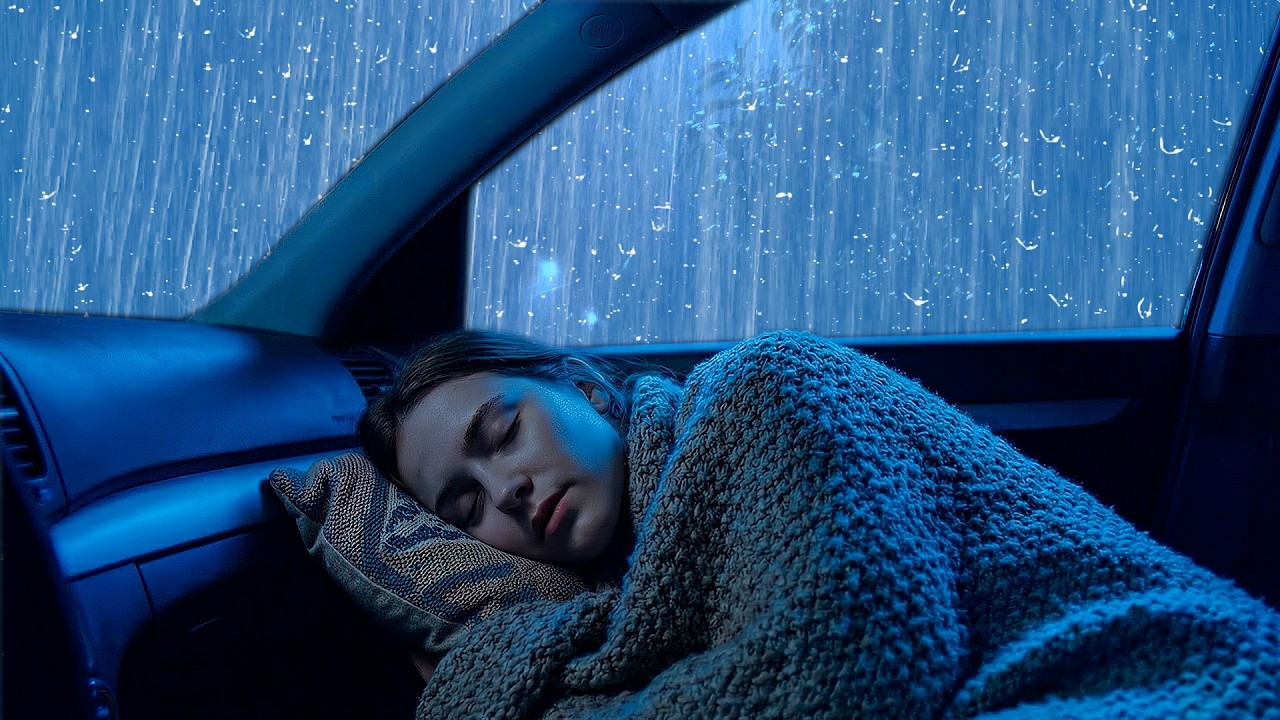 Beat Insomnia in 3 Minute to Sleep Instantly with Heavy Rain and Mighty Thunder on Cozy Car at Night