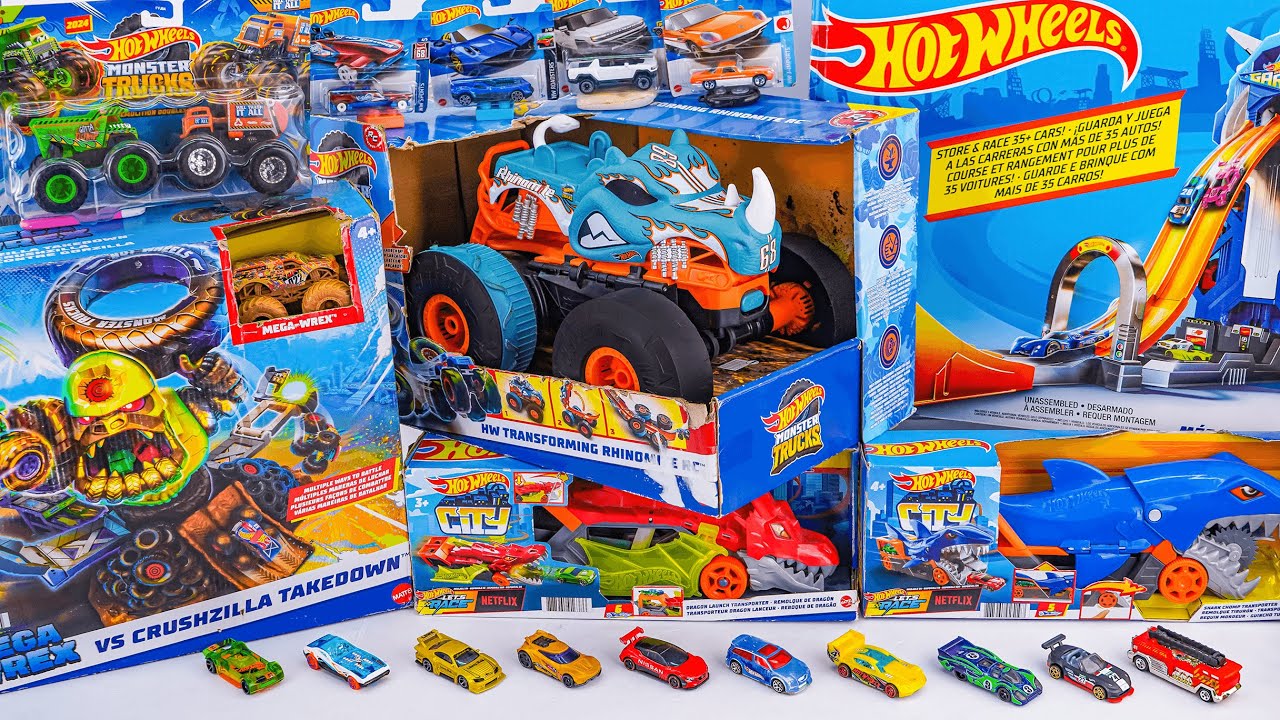 154 Min Hot Wheels Unboxing ASMR🔥Hot Wheels Monster Trucks RC Transforming Rhinomite Playset (ASMR)