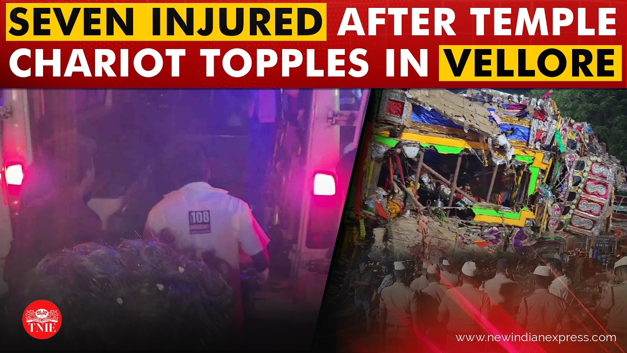Seven injured after 60-foot temple chariot topples during Mayana Kollai in Tamil Nadu's Vellore