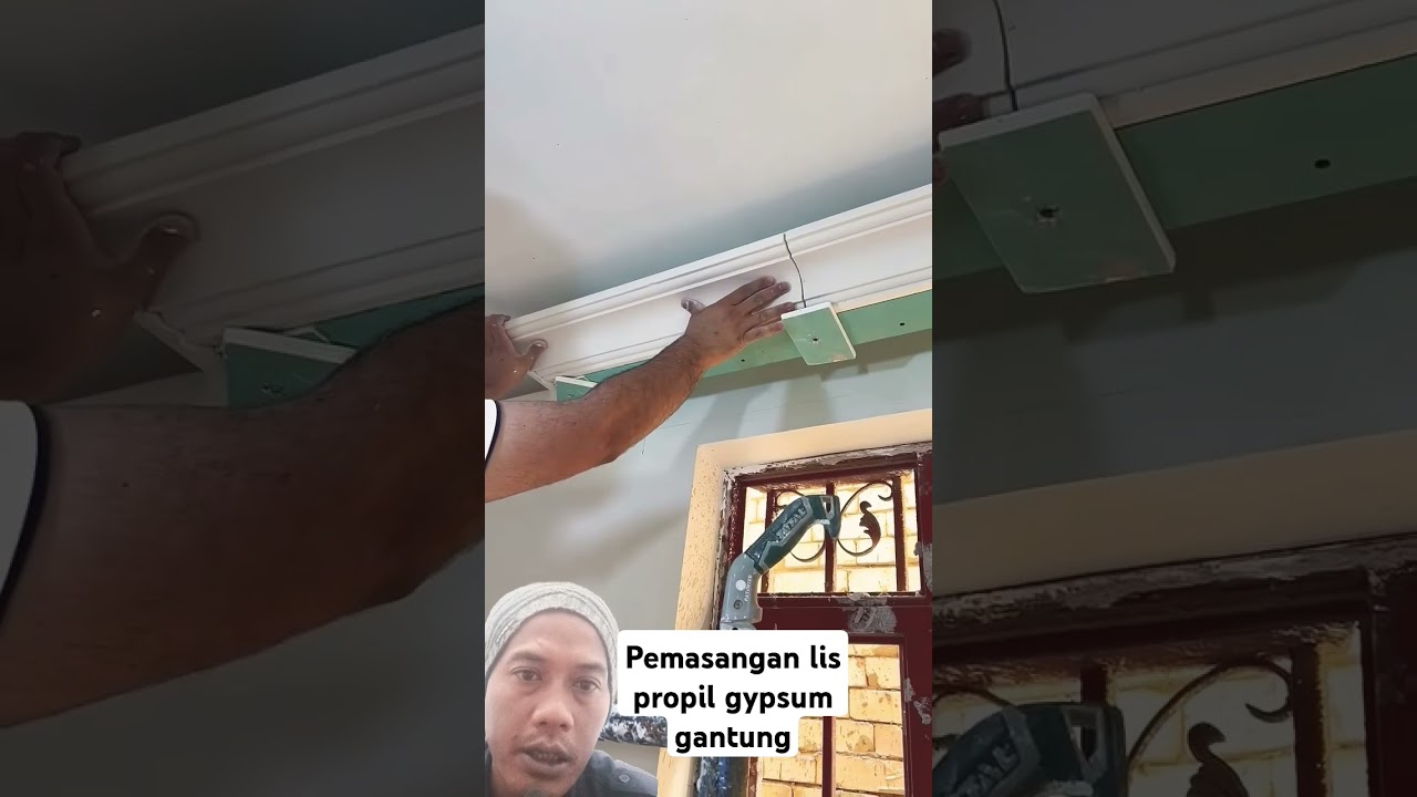 Cara pasang lis profil gypsum gantung #design #gypsum #gypsumdecorationceiling #shorts