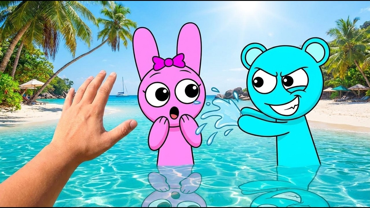Cleaning SKY and PINKI From Dirt in the Sea... (Friendly Stories Sprunki in Real Life)