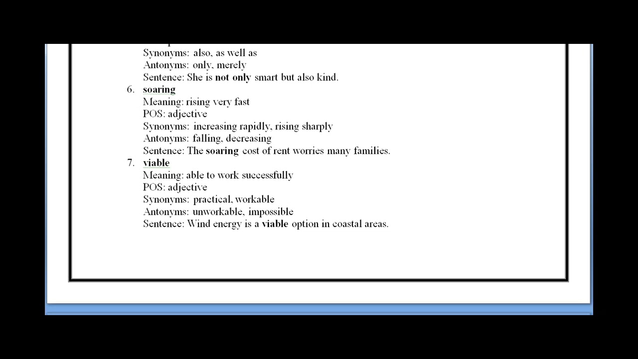 Cambridge Word List – Series 8 Improve English Fluency Spoken & Exam English