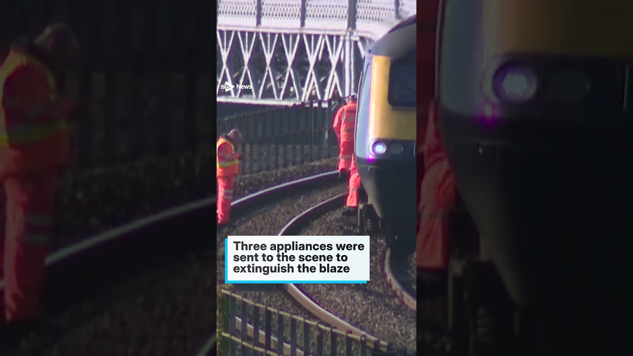 Train carriage 'catches fire' as passengers evacuated #news #shorts #train #fire