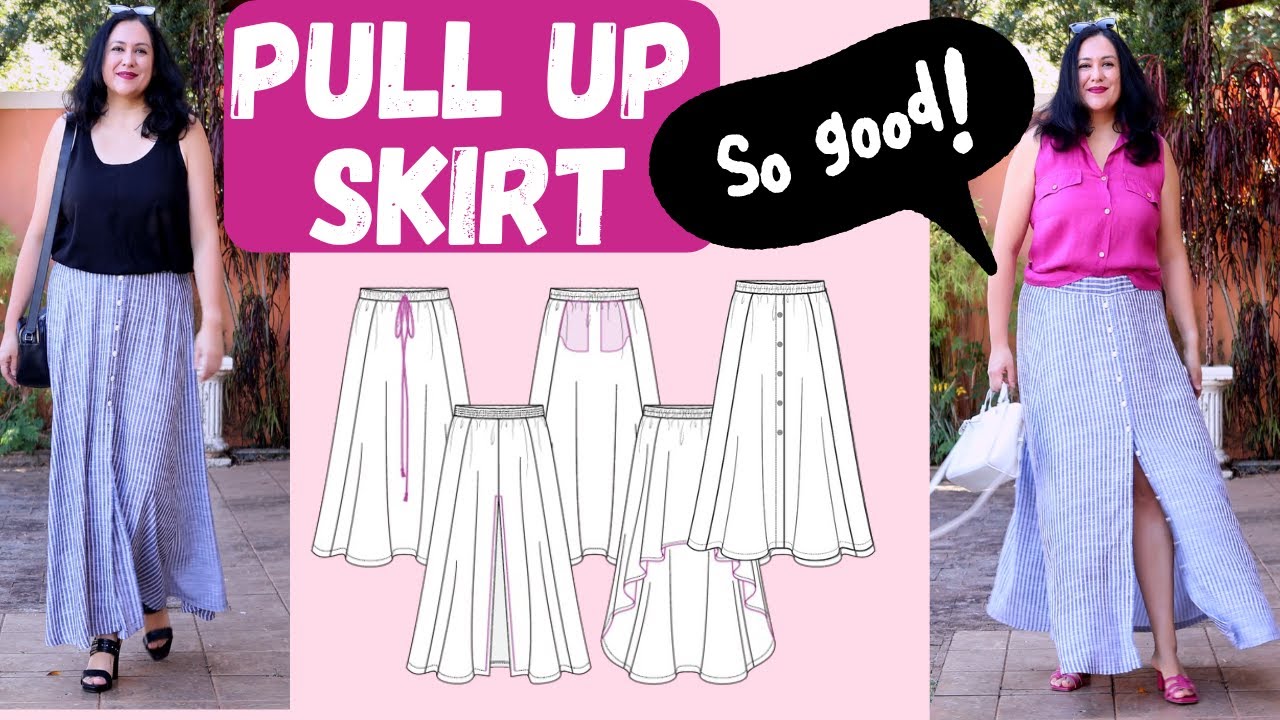 STRIPEY MASTERPIECE. Gorgeous PULL UP skirt. Free Spirit (Pattern Emporium). 50% off today!