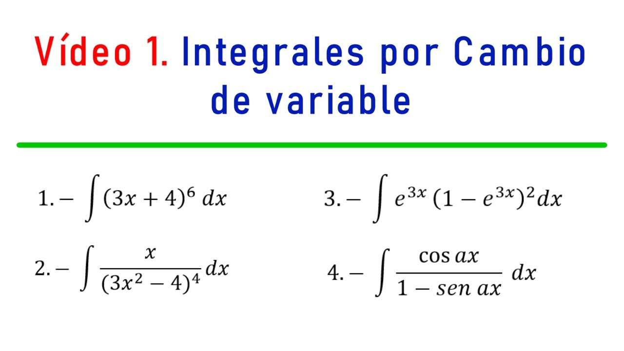 Vídeo 1.Integrales por cambio de variable.