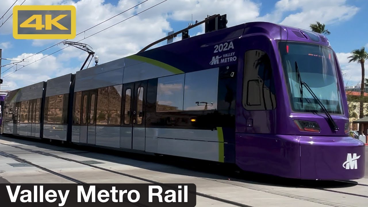 Phoenix Valley Metro Rail, Siemens S700 LRV, Mesa to Downtown Phoenix, 4K Train Ride