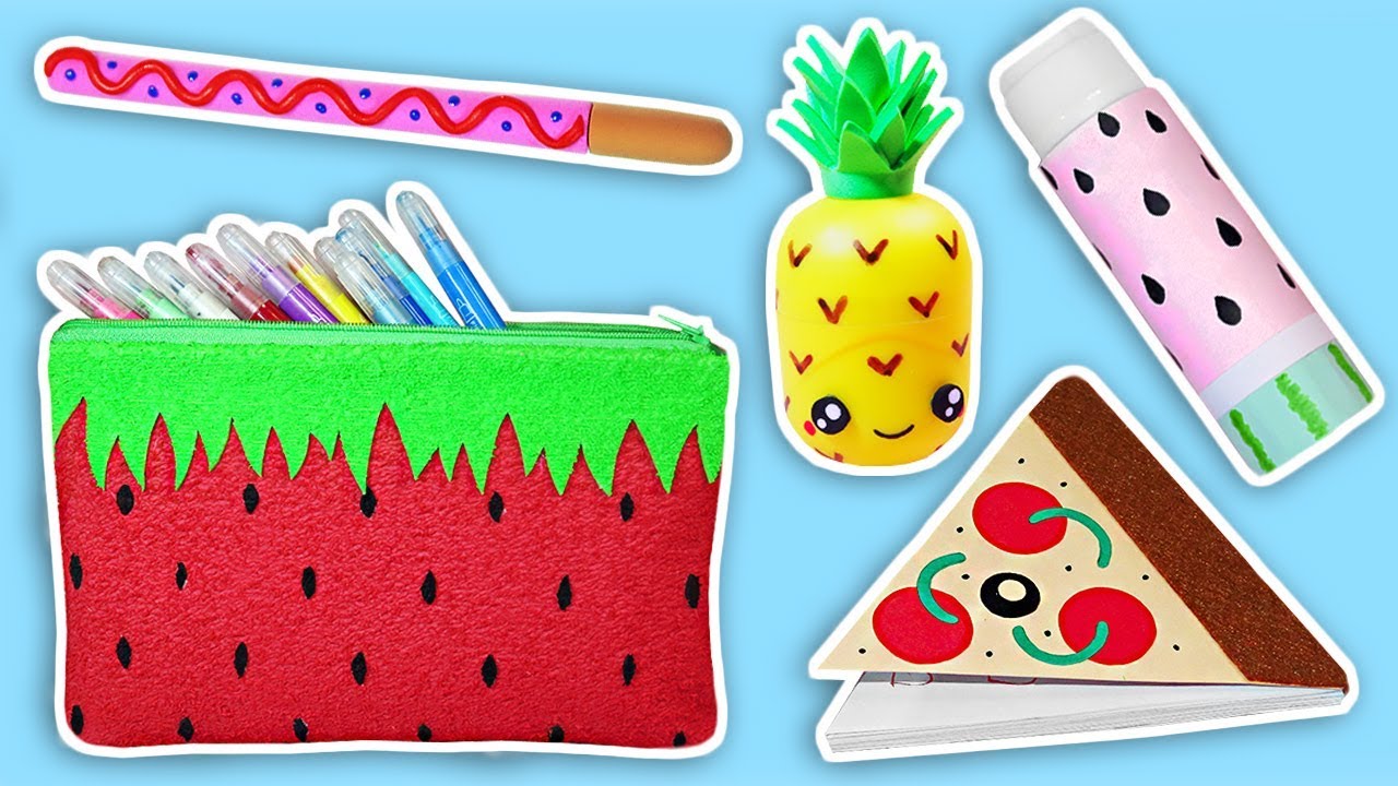 🍕🍉 DIYS: Decora tus útiles escolares con Comida || Back to School Food Supplies 🍍🍓
