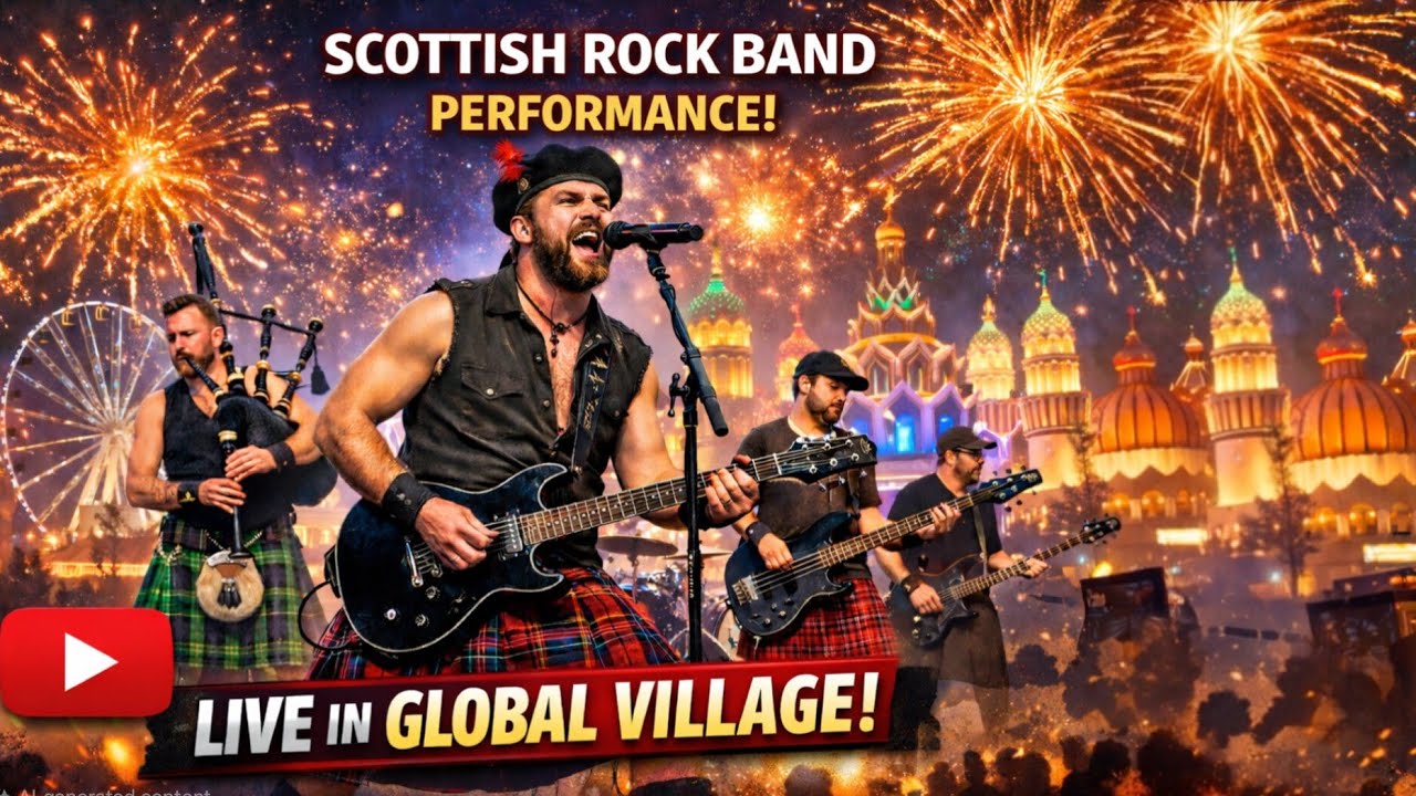 Scottish Celtic rock band|the Red Hot Chilli Pipers performance |global village 