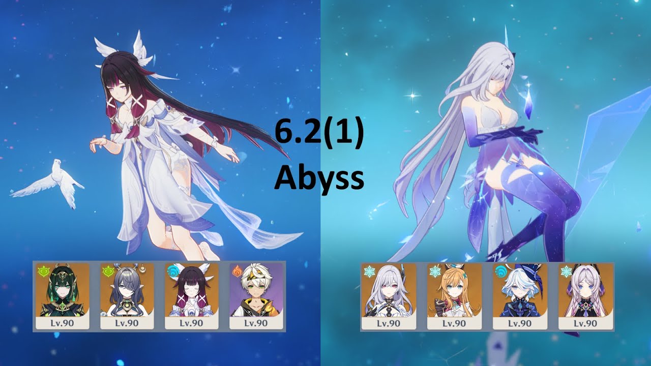 【原神】6.2深境螺旋 第一期  哥倫比婭(C0R1) + 奈芙爾月綻放 /  絲柯克 + 愛芙茜 凍結  (記錄用)