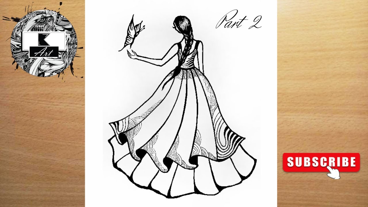 #howto  #drawing #girl @K. ART How to draw a Backside Girl with Butterfly  || part 2