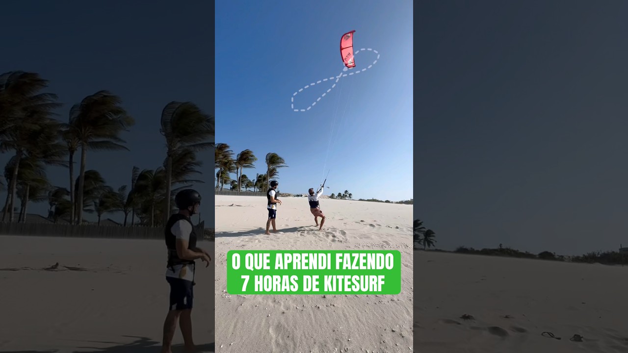 Quanto eu evolui fazendo 7 horas de aula de kitesurf #kite #esporte #kitesurf #tutorial