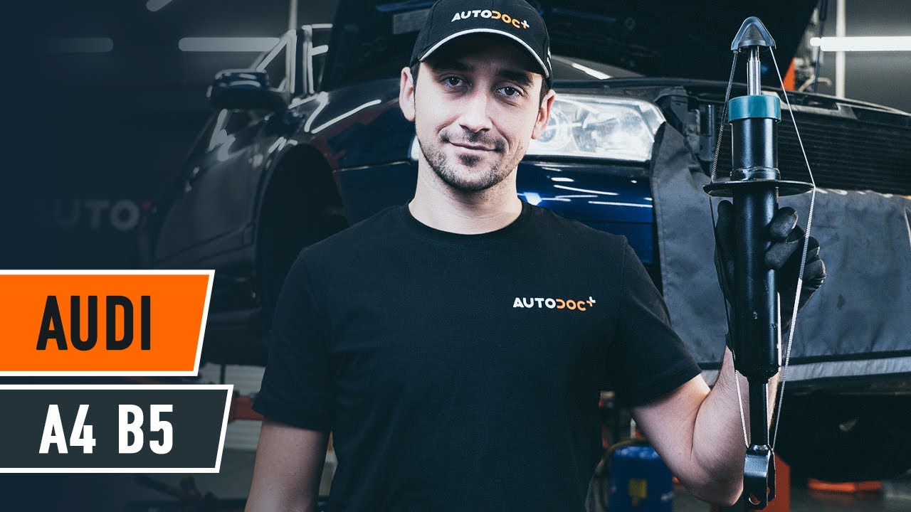 Kaip pakeisti priekinės pakabos amortizatoriaus statramstį AUDI A4 B5 Sedanas [AUTODOC PAMOKA]