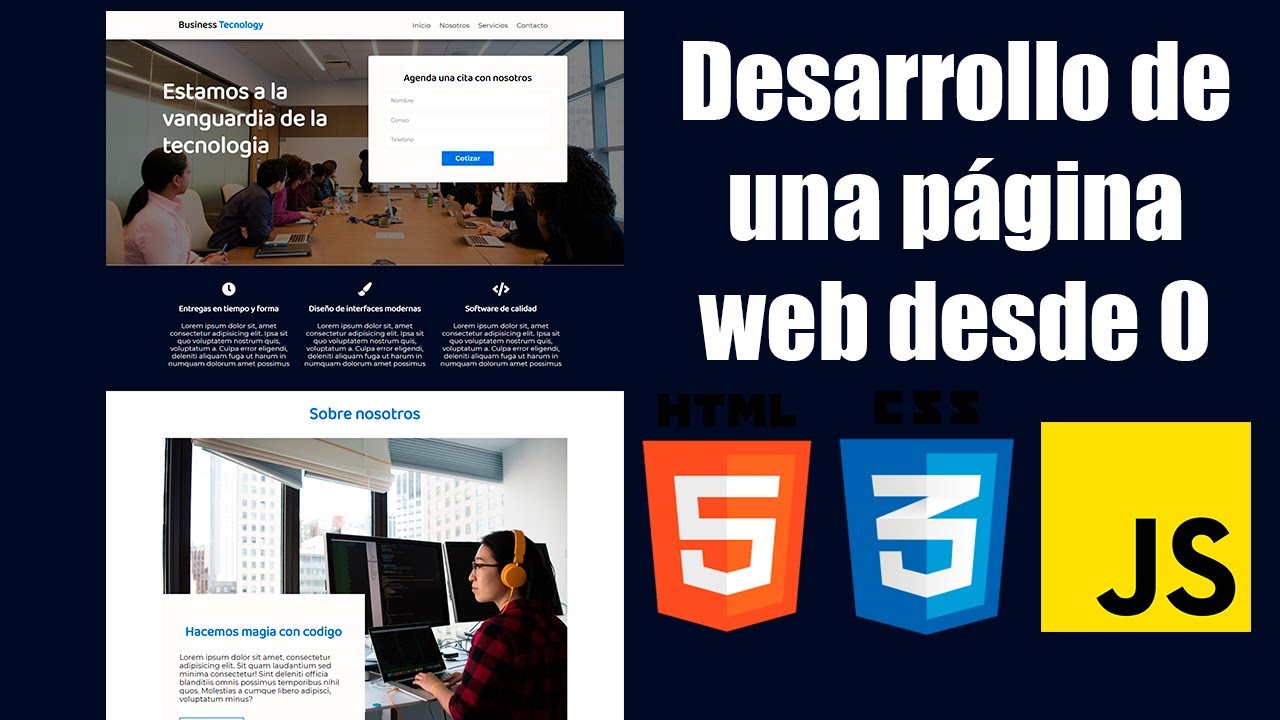 Crear una p&aacute;gina web desde 0 con HTML CSS3 y JAVASCRIPT