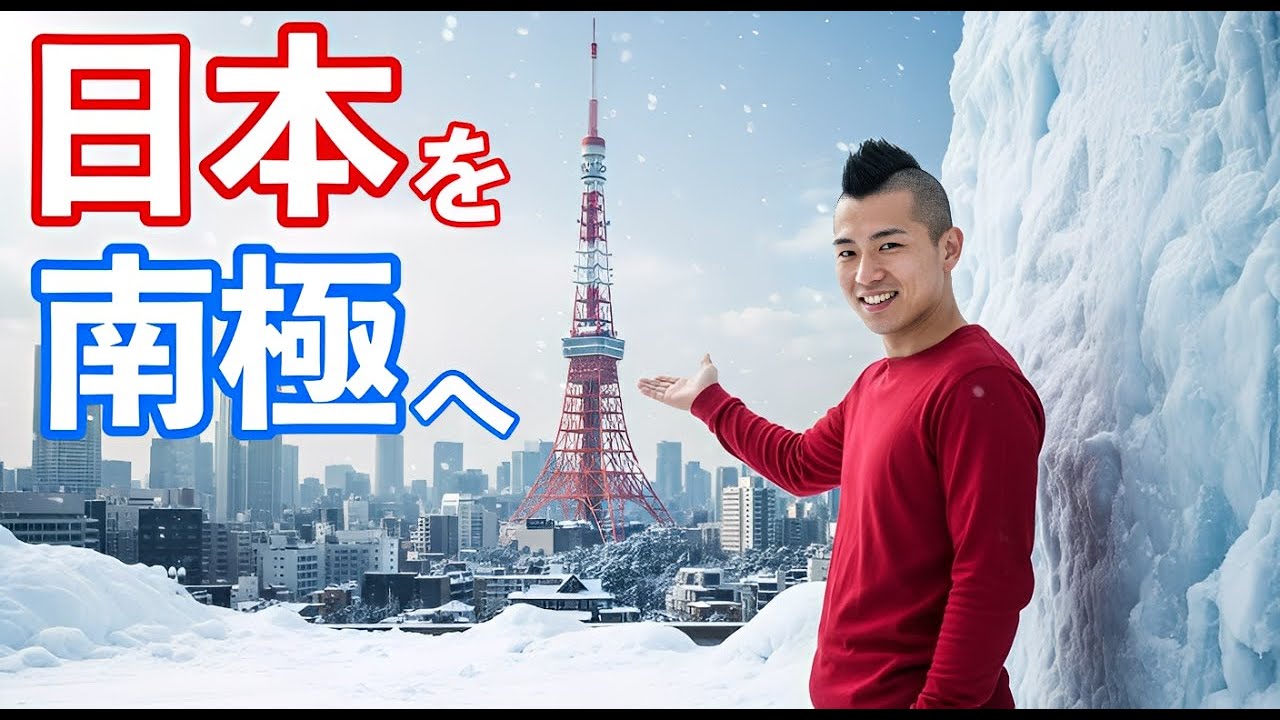 最近暑いので、日本を南極にくっつけてみた！