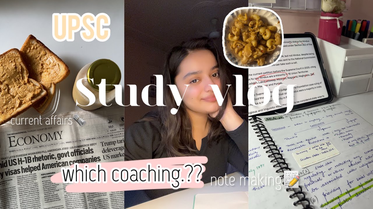 🍵📖UPSC study vlog| coaching? ,study ,productive ,note making 