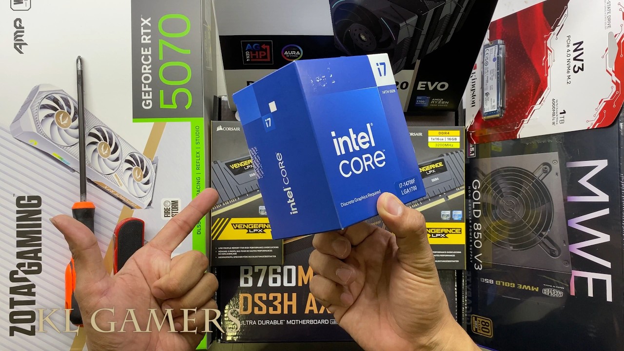intel Core i7 14700F GIGABYTE B760M DS3H AX DDR4 CORSAIR VENGEANCE LPX RTX5070 Gaming PC Build