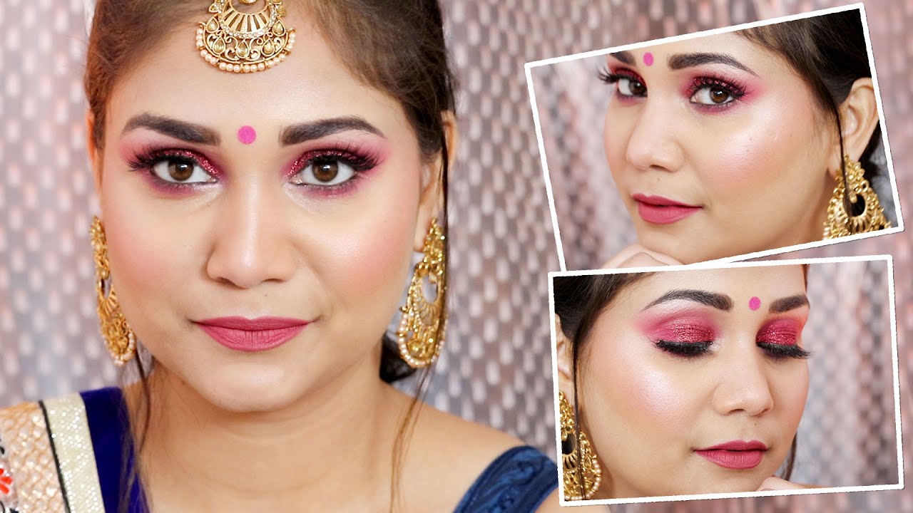 Very Easy Glossy/ Glowy LOHRI/WEDDING GUEST/FESTIVE Makeup Look | Lohri Makeup Look | Nidhi Katiyar