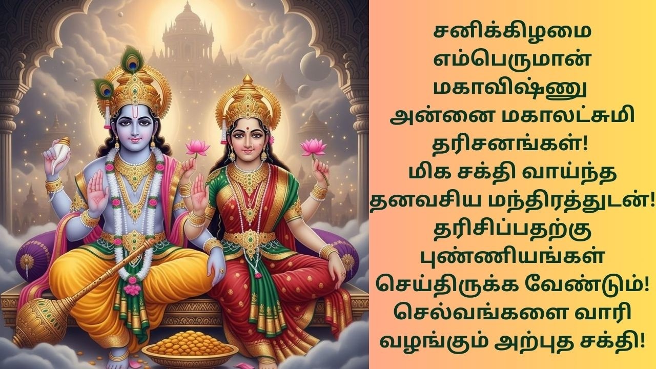 சனிக்கிழமை எம்பெருமான் மகாவிஷ்ணு அன்னை மகாலட்சுமி தரிசனங்கள்!மிக சக்தி வாய்ந்த தனவசிய மந்திரத்துடன்!