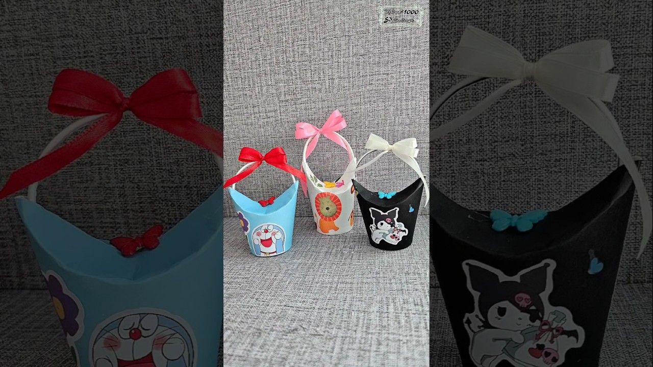 DIY Gift Bags from Paper Cups &ndash; So Cute & Easy! 🥤🎀✨#shortsviral #shorts #diy #diycrafts #giftbags