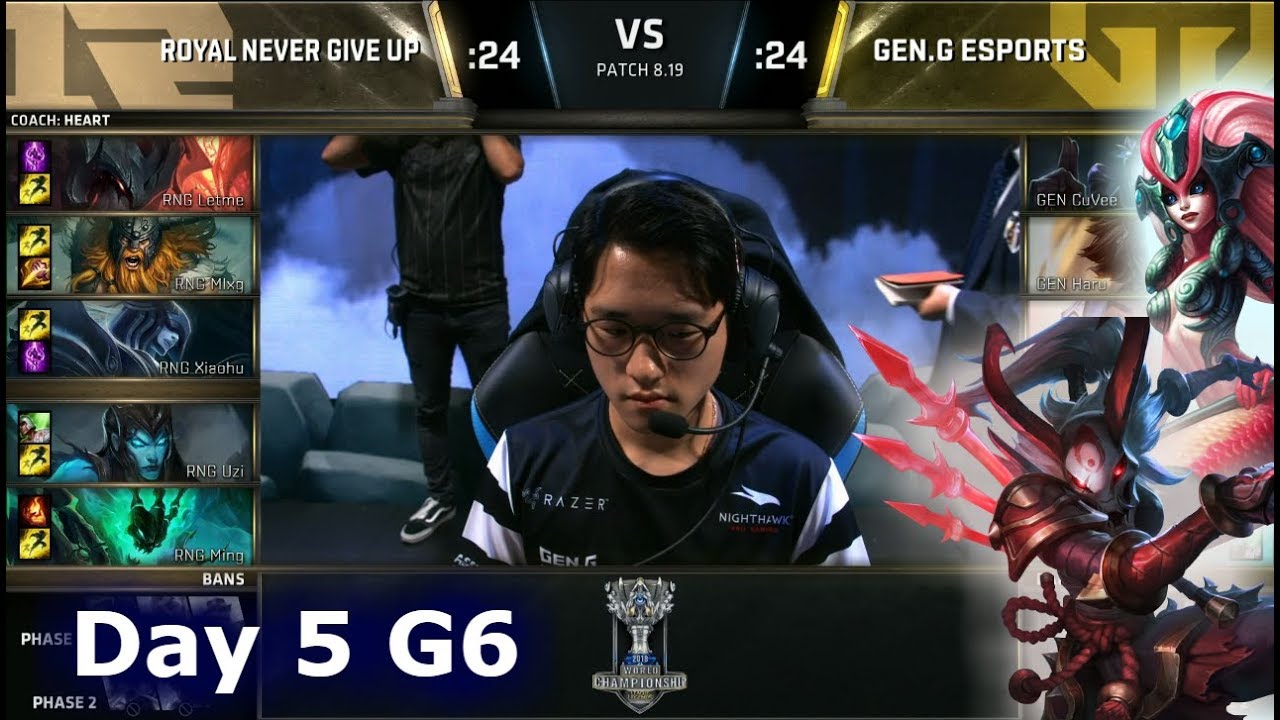 RNG vs GEN | Day 5 Group Stage S8 LoL Worlds 2018 | Gen.G vs Royal Never Give Up