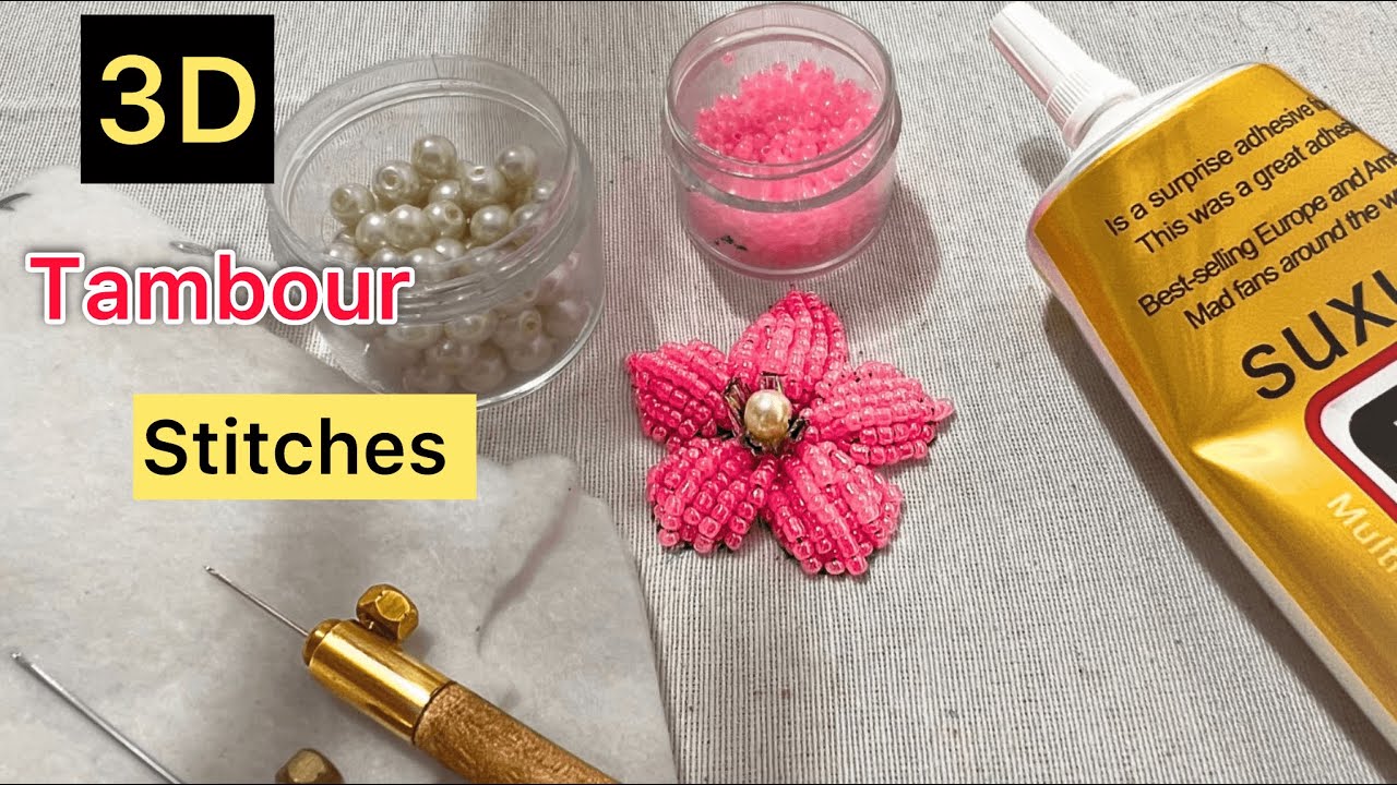 2 Luxury Beaded Techniques for Raised Flower Embroidery | Tambour Beading Tutorial