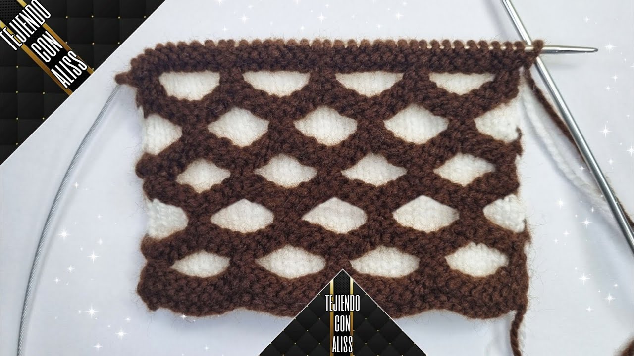 Punto panal 3D dos colores tejido a dos agujas o palitos  - #156 - Alisson Aldave