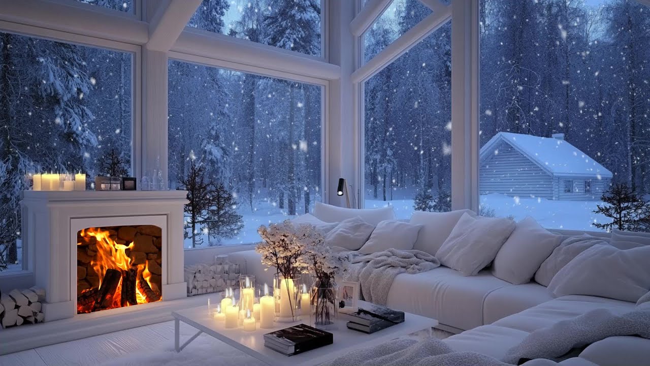 🌨️❄️Snowfall Piano Lounge | Winter Ambience Sounds | Deep Focus Music for Study & Stress Relief