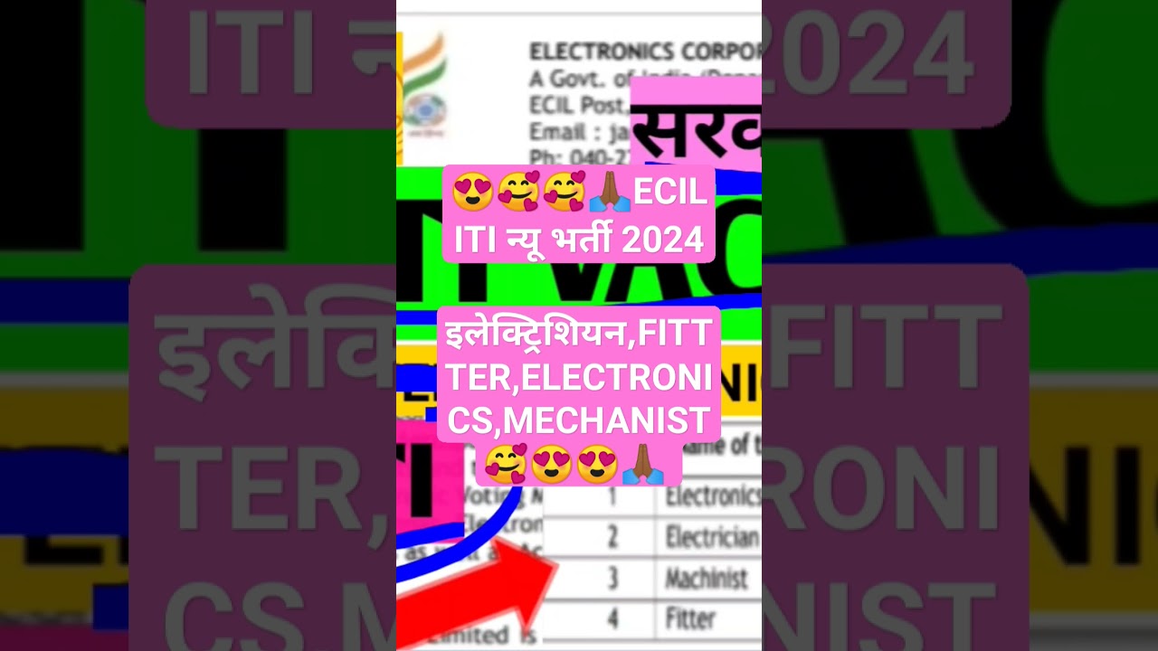 #Ecil ITI Vacancy 2024/Ecil recquirement iti electricrician,Fitter,Mechanist,Electronics/ECIL job /