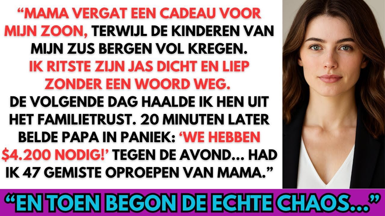 “OMA GAF MIJN ZUSSENKINDEREN 36 CADEAUS, MIJN ZOON KREEG NIETS—IK SNEEDE HAAR AF.”