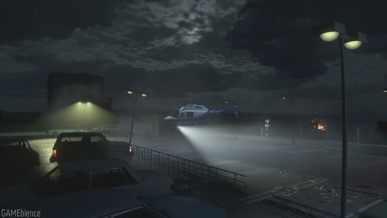 3 Hour - Resident Evil 3 Remake - Helicopter Hovering over Parking Lot Ambience