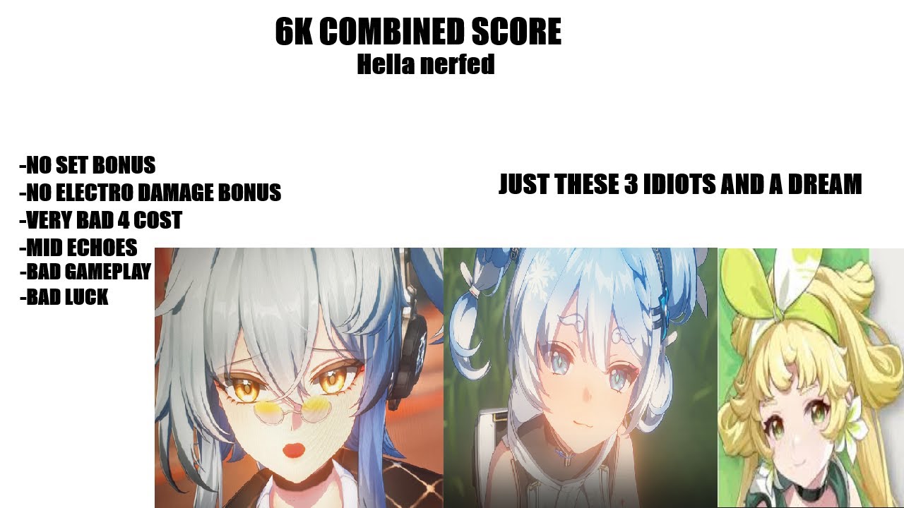 YOUHU BULING VERINA Destroy whiwa even with a huge handycap (6k combined score) (wuwa 2.8/3.0)