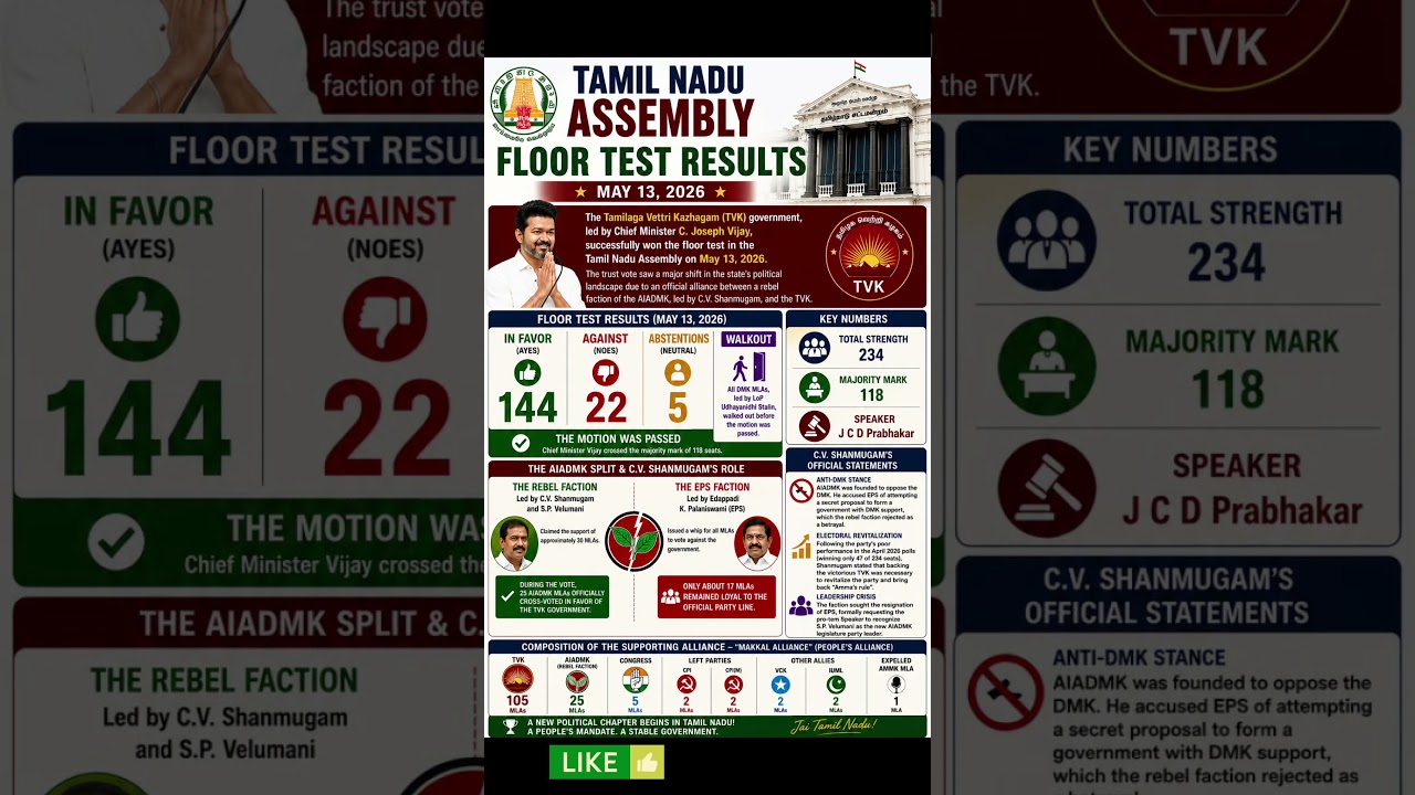 TVK CM VIJAY | FLOOR TEST  MAJORITY PROVEN | TN GOVT