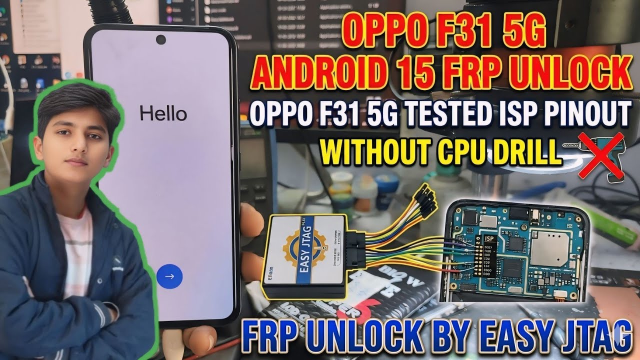 Oppo F31 5G Android 15 Frp Unlock By Easy Jtag isp Pinnout || Oppo F31 5G isp Pinnout No CPU Drill✅