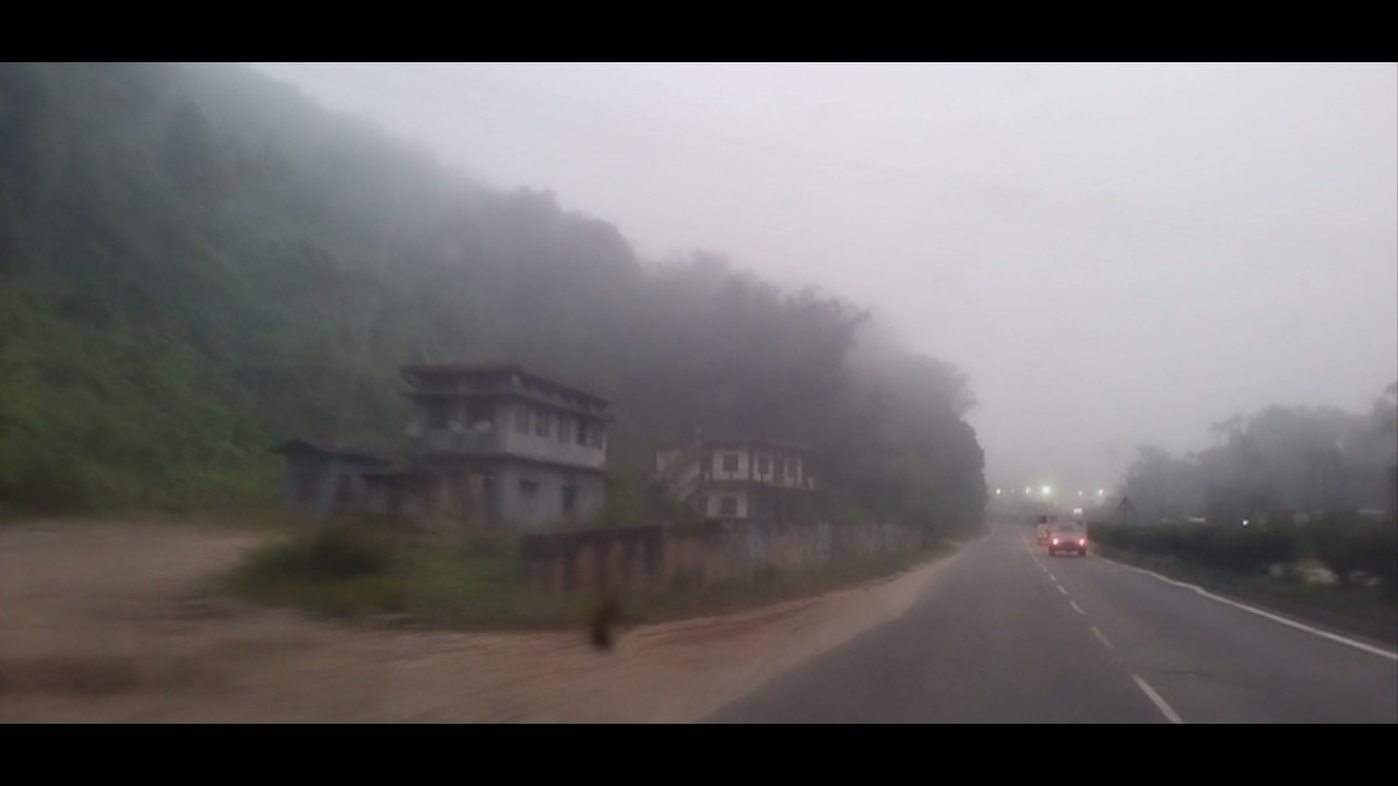 A very foggy day on the Guwahati-Shillong Road.