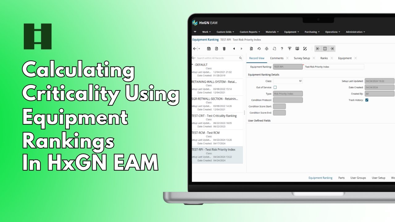 Calculating Criticality Using Equipment Ranking in HxGN EAM