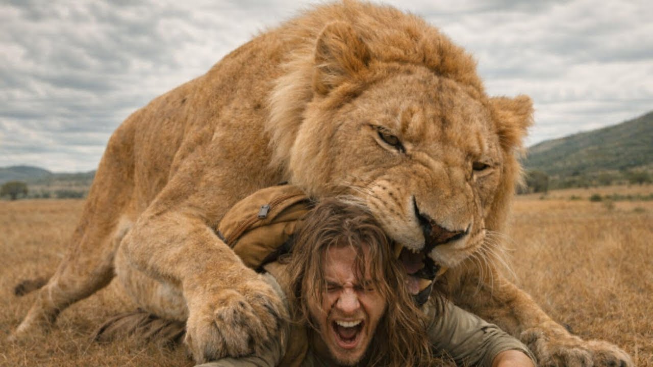 بيطارد أسد لكن المفاجأه إن الأسد بيعضه وبيتحول لإنسان بيمتلك قوة الأسد ملخص فيلم kraven the hunter.