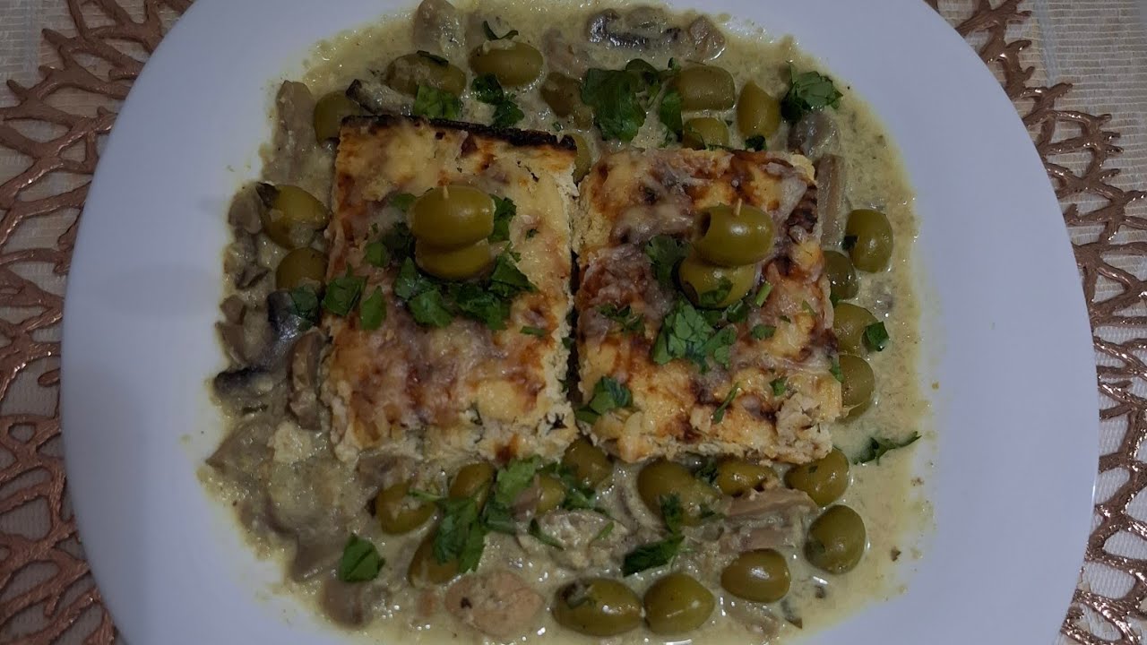 طاجين الجبن بالدجاج بنين ياسر و خفيف بالمرقة تاع الزيتون و ليشومبينيون  Tadjine du fromage au poulet