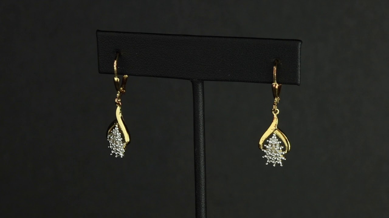 Item 43385 - Diamond Accent Cluster Drop Earrings In 18k Gold Over Sterling Silver