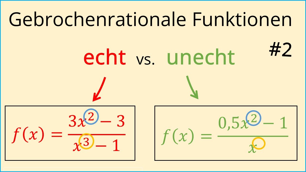 Echte und unechte gebrochenrationale Funktionen, Z&auml;hlerexponent vs. Nennerexponent, Asymptote