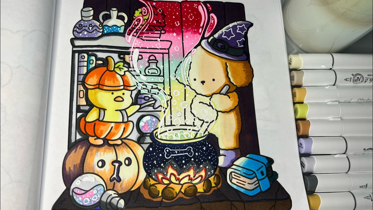 Cozy Friends by Coco Wyo | Color With Me | Relaxing ASMR | Ohuhu Alcohol Markers #cocowyo #coloring 