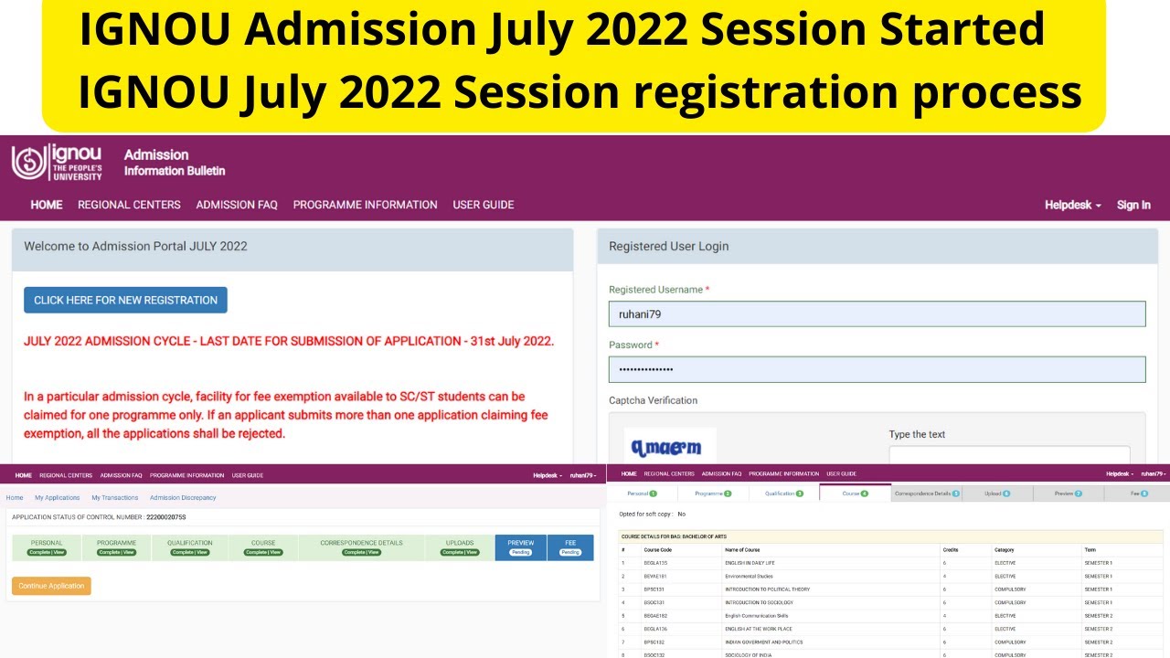 IGNOU Admission July 2022 Session | IGNOU July 2022 Session registration process