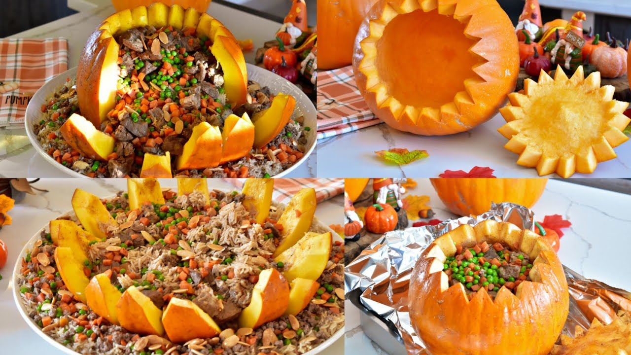 قرع محشي ب رز الاوزي 😋تعالو اورجيكم طريقتي💯Stuffed Pumpkin Ouzi