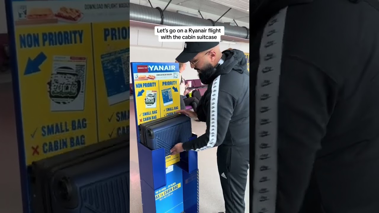 Does the famous Ryanair suitcase fit under the seat with the wheels on?