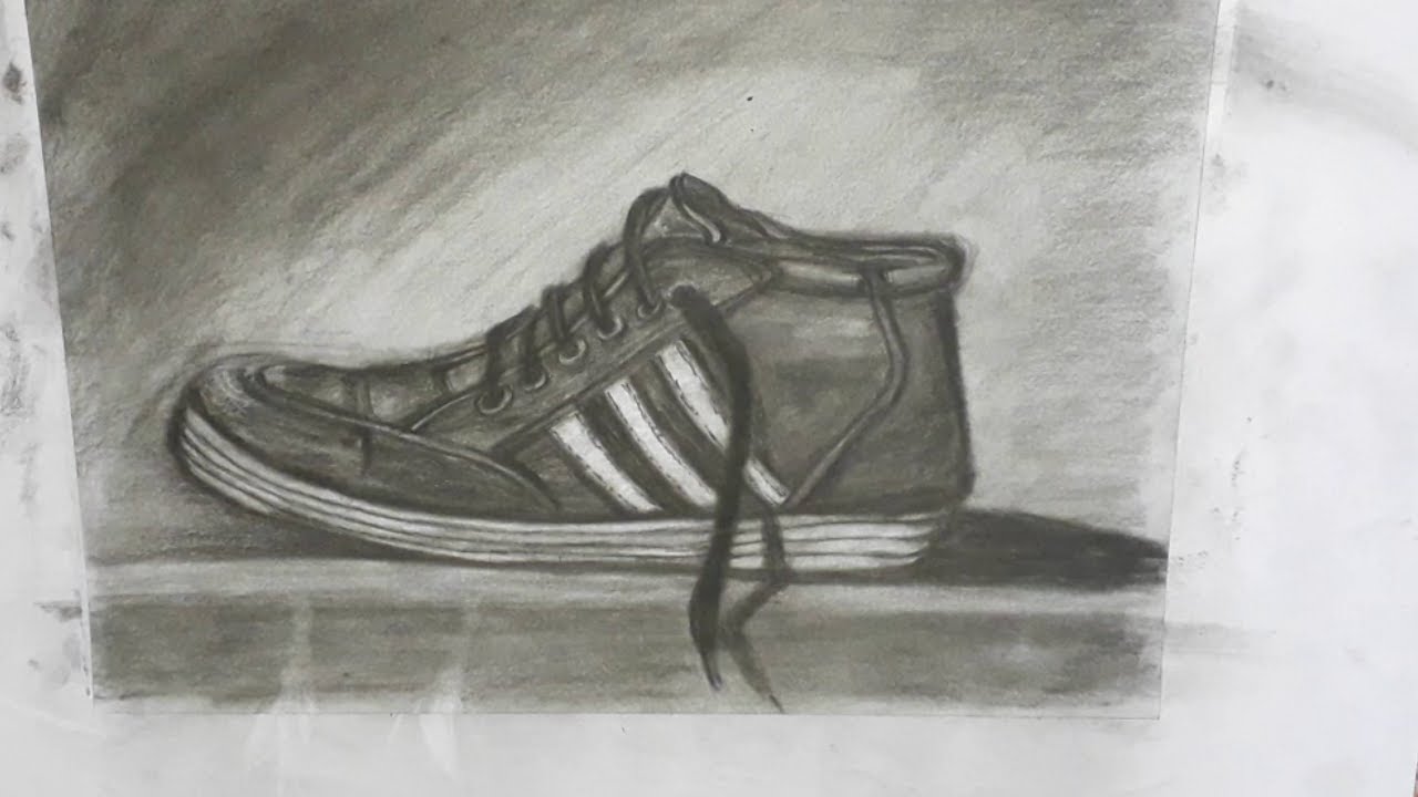 Still Life 5 | Adidas Shoe | Charcoal Drawing.