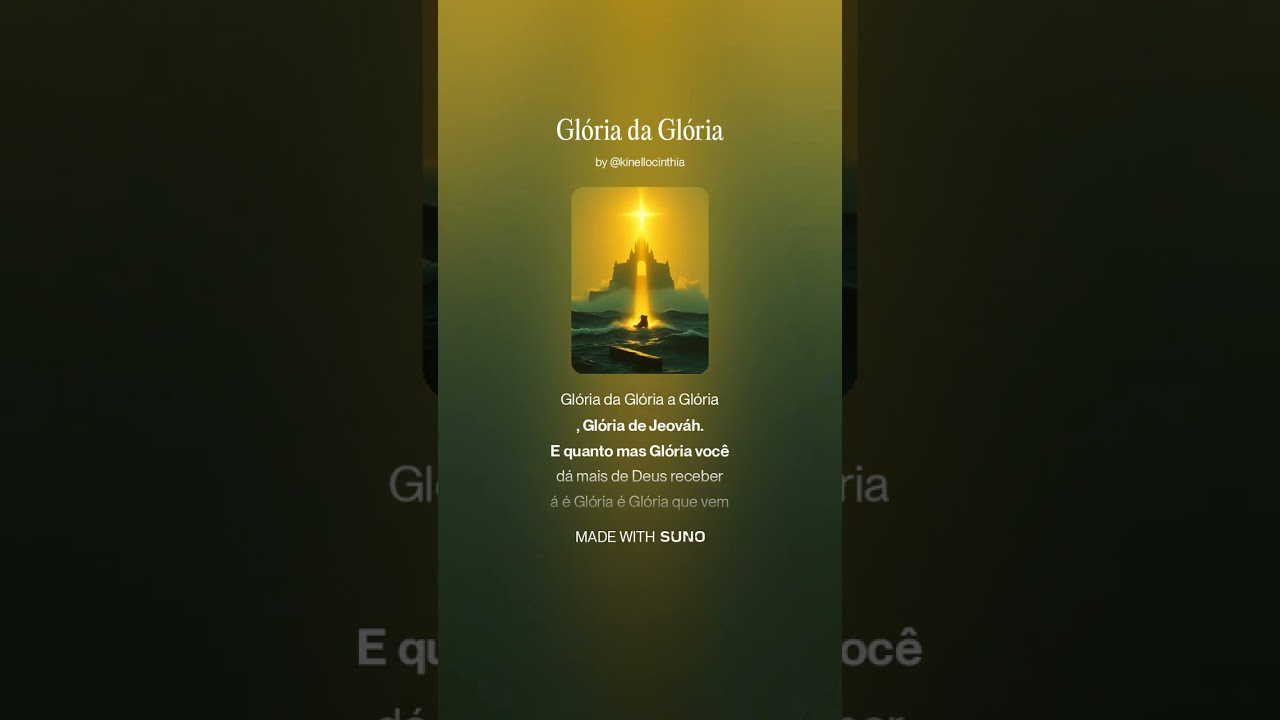 Música:  Glória da Glória. Autoria e Composição Cínthia kinello Ck Bauru -Sp. ✋🏼🙌🏼🛡️⚜️✋🏼🙏🏼