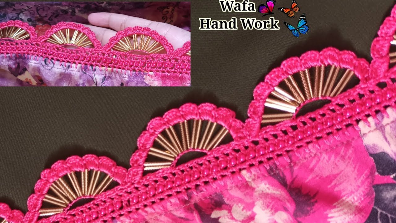 Qureshia Desgain | कुरैशिया डिजाइन | کروشیا ڈیزائن | Crochet Beads Work | Easy Dupatta,Neck,Sleeves